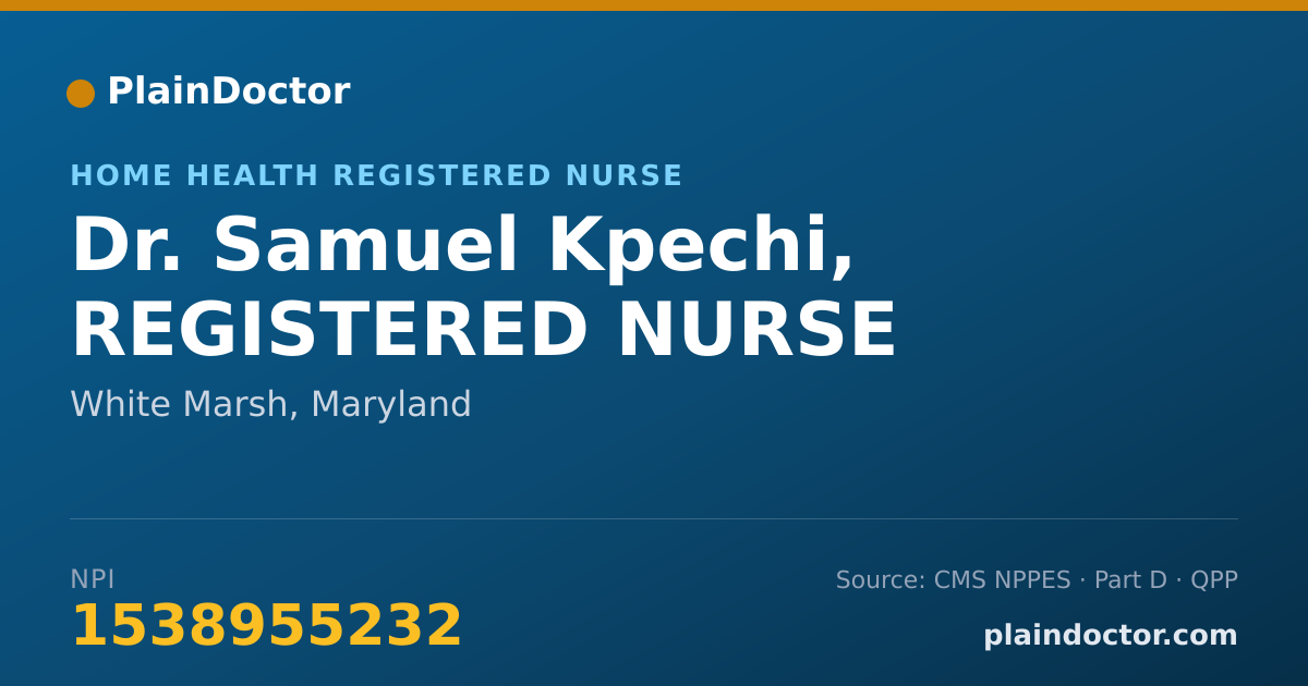 Shareable card for Samuel Kpechi, REGISTERED NURSE - Home Health Registered Nurse, White Marsh, MD
