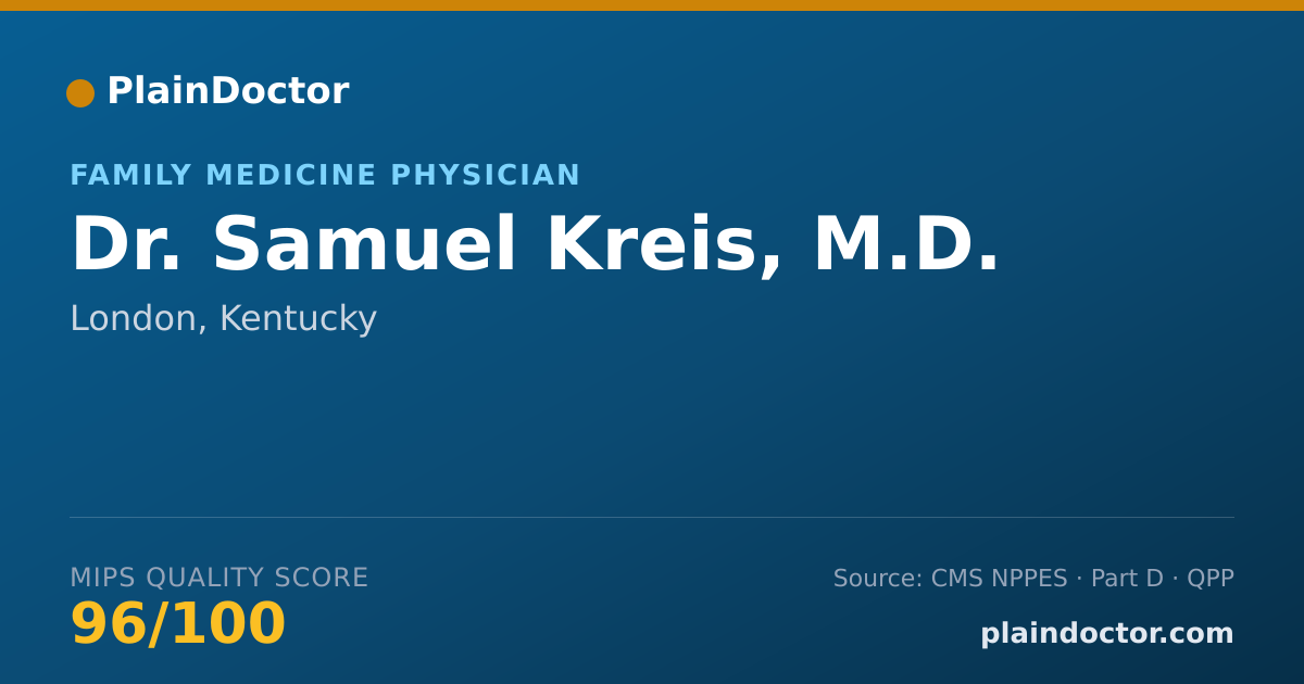 Shareable card for Samuel Kreis, M.D. - Family Medicine Physician, London, KY