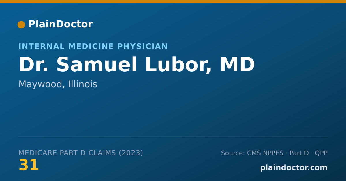 Shareable card for Samuel Lubor, MD - Internal Medicine Physician, Maywood, IL