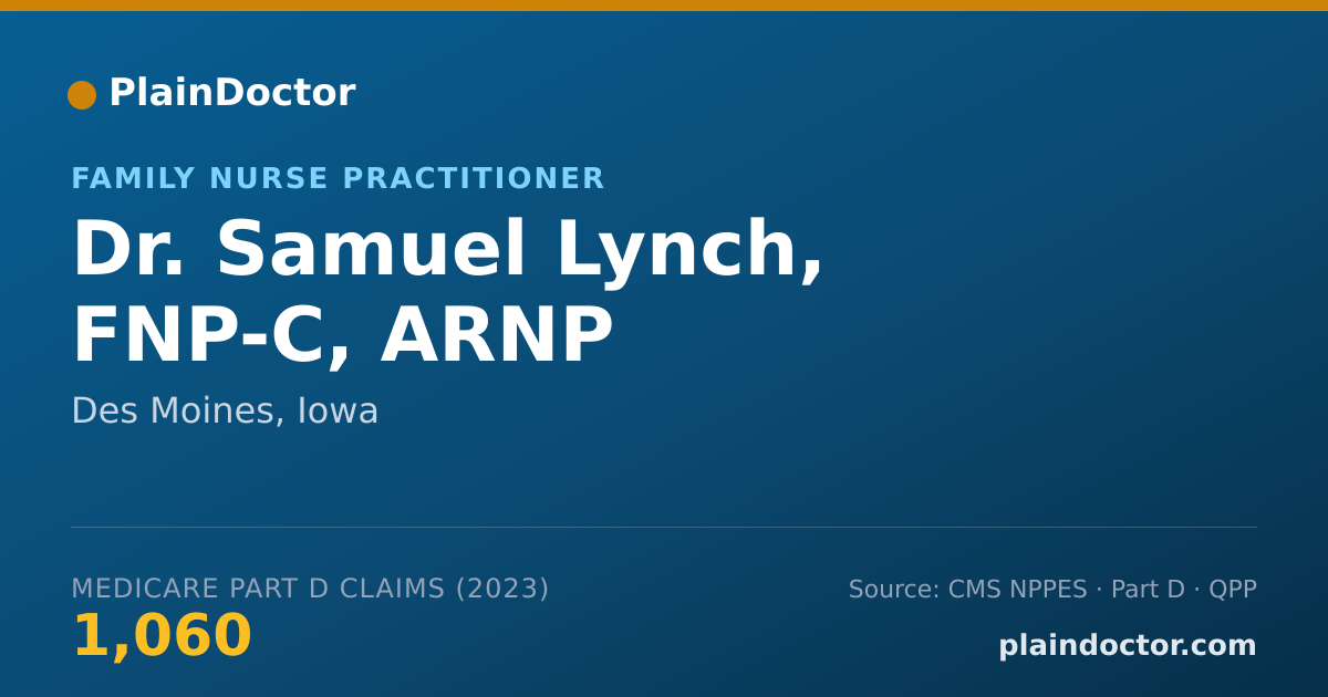 Shareable card for Samuel Lynch, FNP-C, ARNP - Family Nurse Practitioner, Des Moines, IA