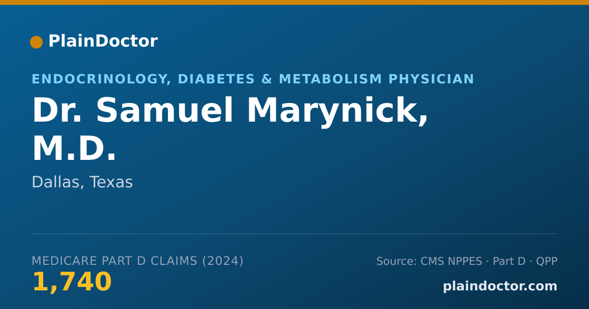 Shareable card for Samuel Marynick, M.D. - Endocrinology, Diabetes & Metabolism Physician, Dallas, TX