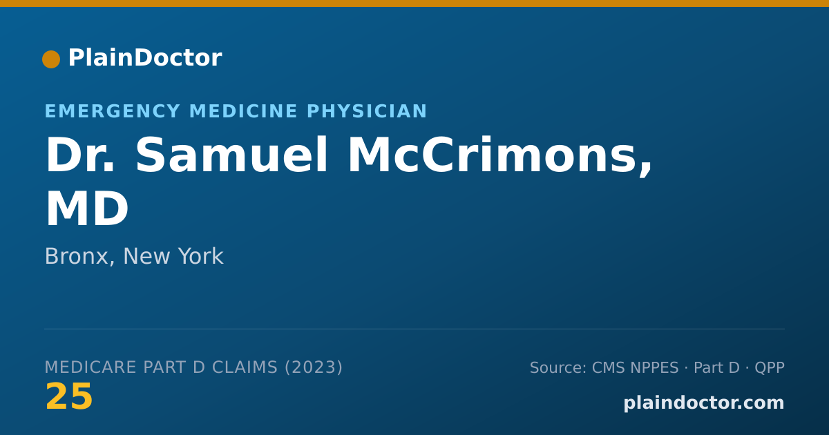 Shareable card for Samuel McCrimons, MD - Emergency Medicine Physician, Bronx, NY
