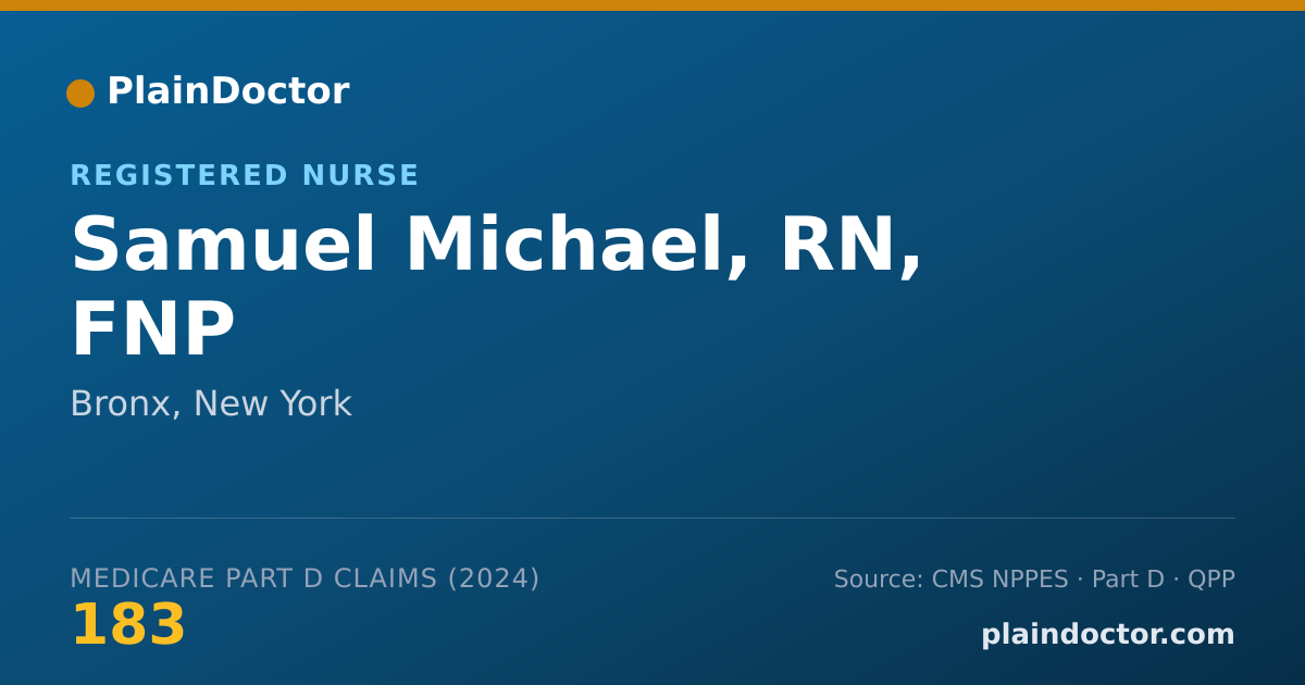 Shareable card for Samuel Michael, RN, FNP - Registered Nurse, Bronx, NY