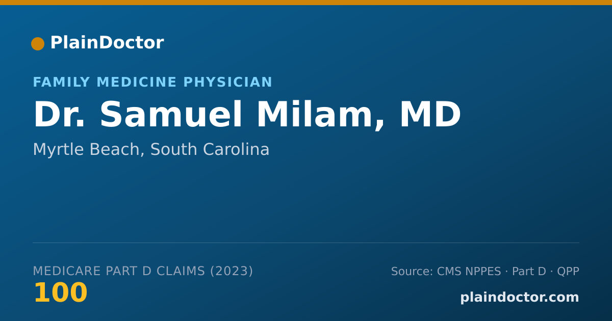 Shareable card for Samuel Milam, MD - Family Medicine Physician, Myrtle Beach, SC