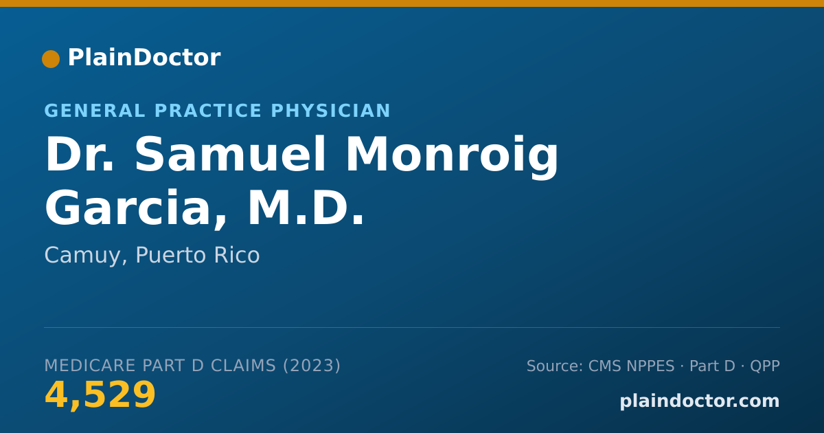 Shareable card for Samuel Monroig Garcia, M.D. - General Practice Physician, Camuy, PR