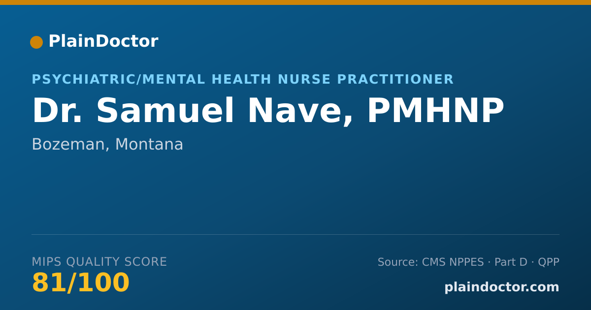 Shareable card for Samuel Nave, PMHNP - Psychiatric/Mental Health Nurse Practitioner, Bozeman, MT