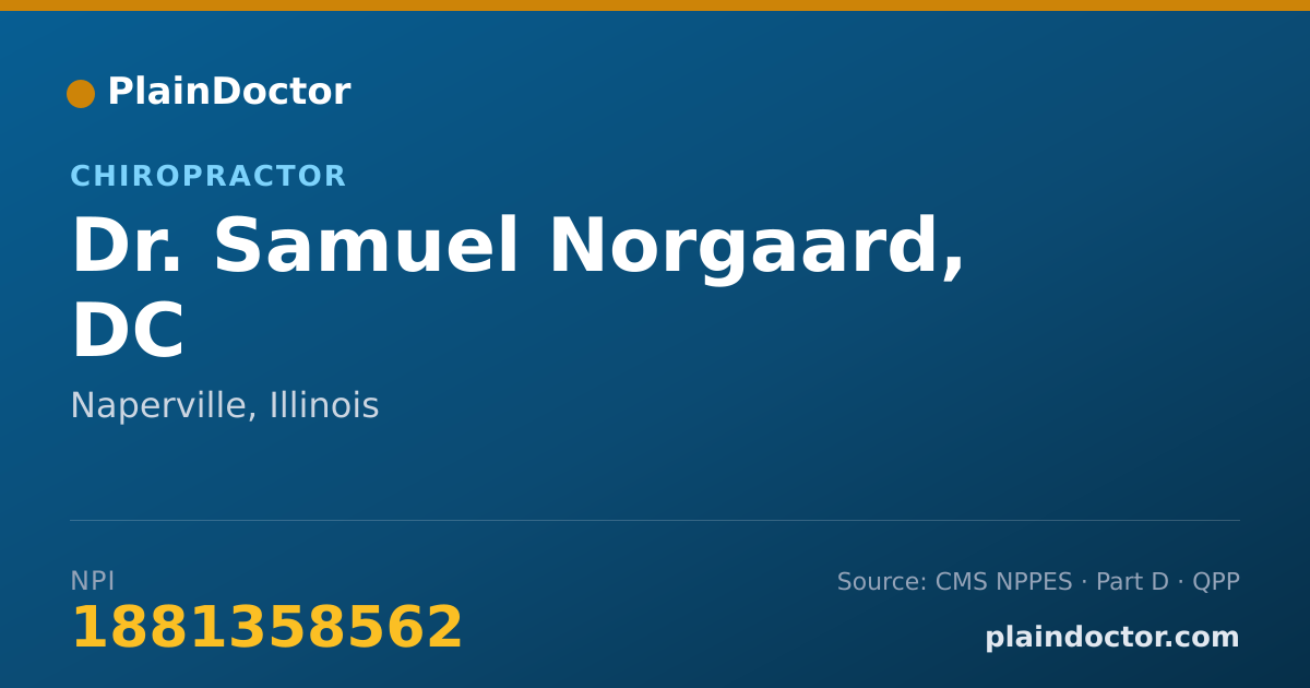 Shareable card for Samuel Norgaard, DC - Chiropractor, Naperville, IL
