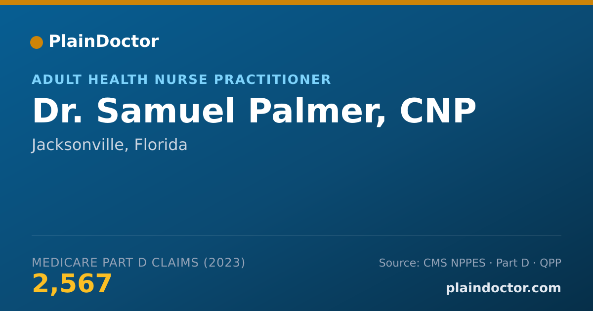Shareable card for Samuel Palmer, CNP - Adult Health Nurse Practitioner, Jacksonville, FL
