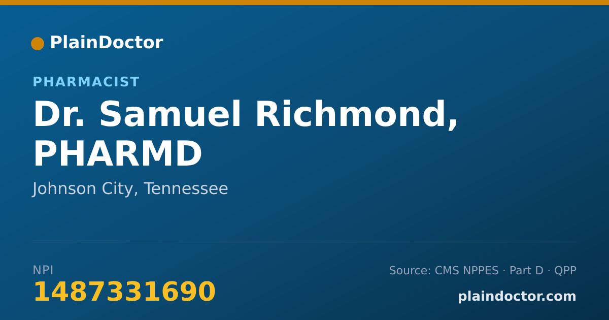 Shareable card for Samuel Richmond, PHARMD - Pharmacist, Johnson City, TN
