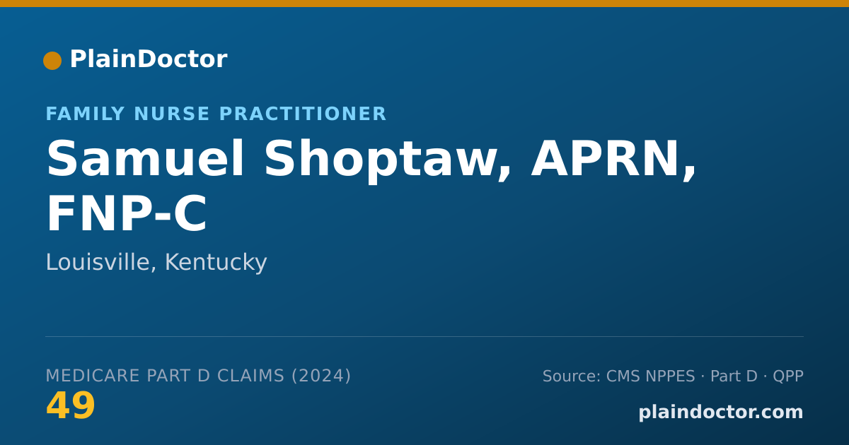 Shareable card for Samuel Shoptaw, APRN, FNP-C - Family Nurse Practitioner, Louisville, KY