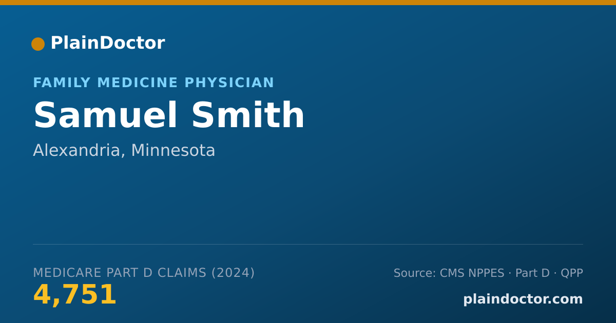 Shareable card for Samuel Smith - Family Medicine Physician, Alexandria, MN