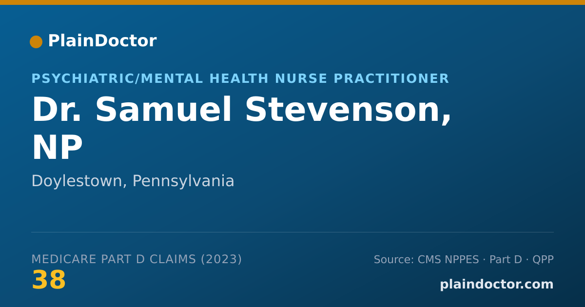 Shareable card for Samuel Stevenson, NP - Psychiatric/Mental Health Nurse Practitioner, Doylestown, PA