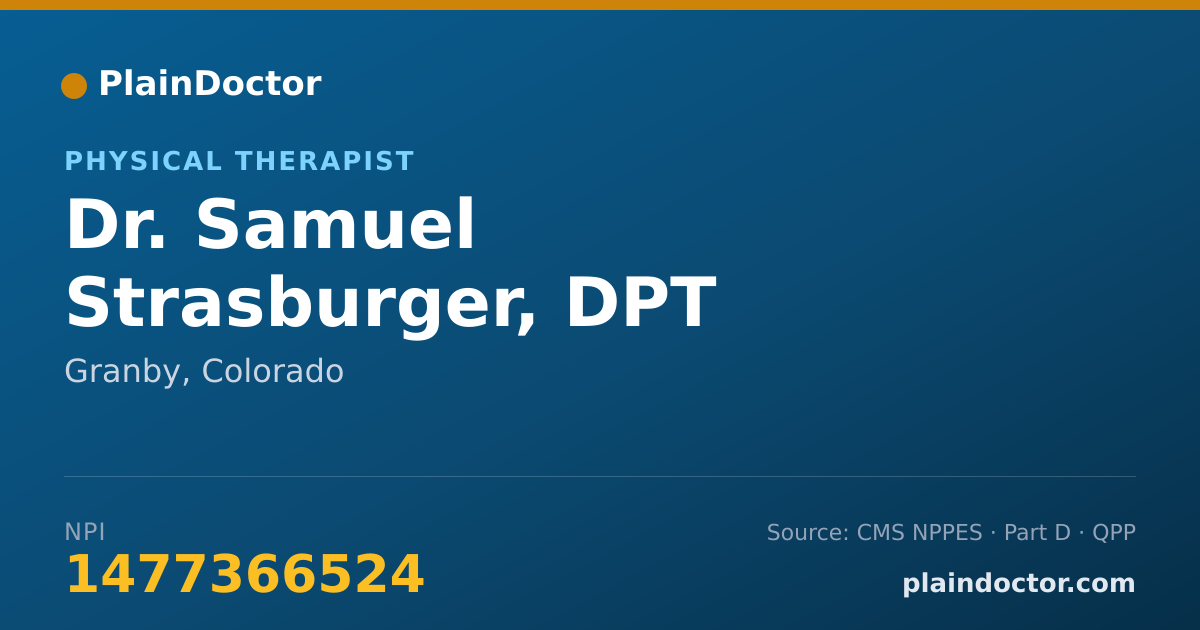 Shareable card for Samuel Strasburger, DPT - Physical Therapist, Granby, CO