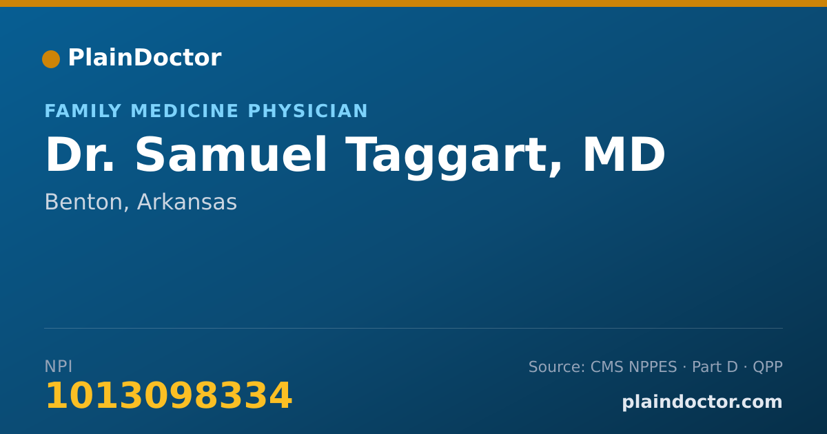 Shareable card for Samuel Taggart, MD - Family Medicine Physician, Benton, AR