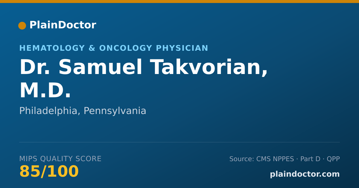 Shareable card for Samuel Takvorian, M.D. - Hematology & Oncology Physician, Philadelphia, PA