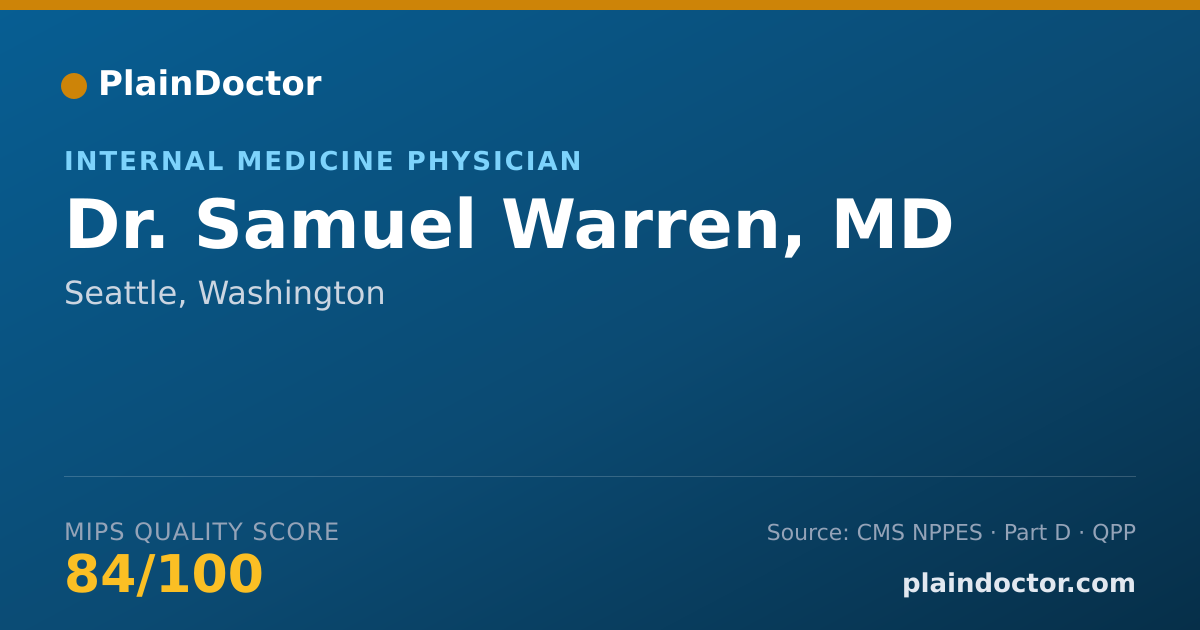 Shareable card for Samuel Warren, MD - Internal Medicine Physician, Seattle, WA