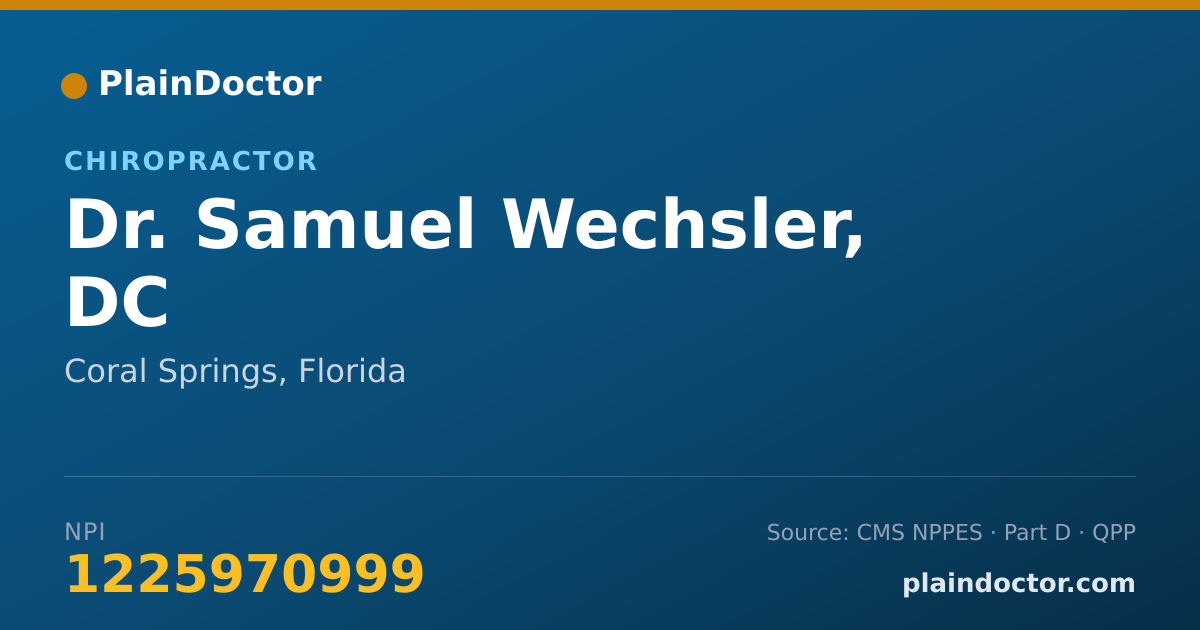 Shareable card for Samuel Wechsler, DC - Chiropractor, Coral Springs, FL