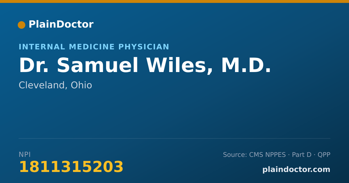 Shareable card for Samuel Wiles, M.D. - Internal Medicine Physician, Cleveland, OH