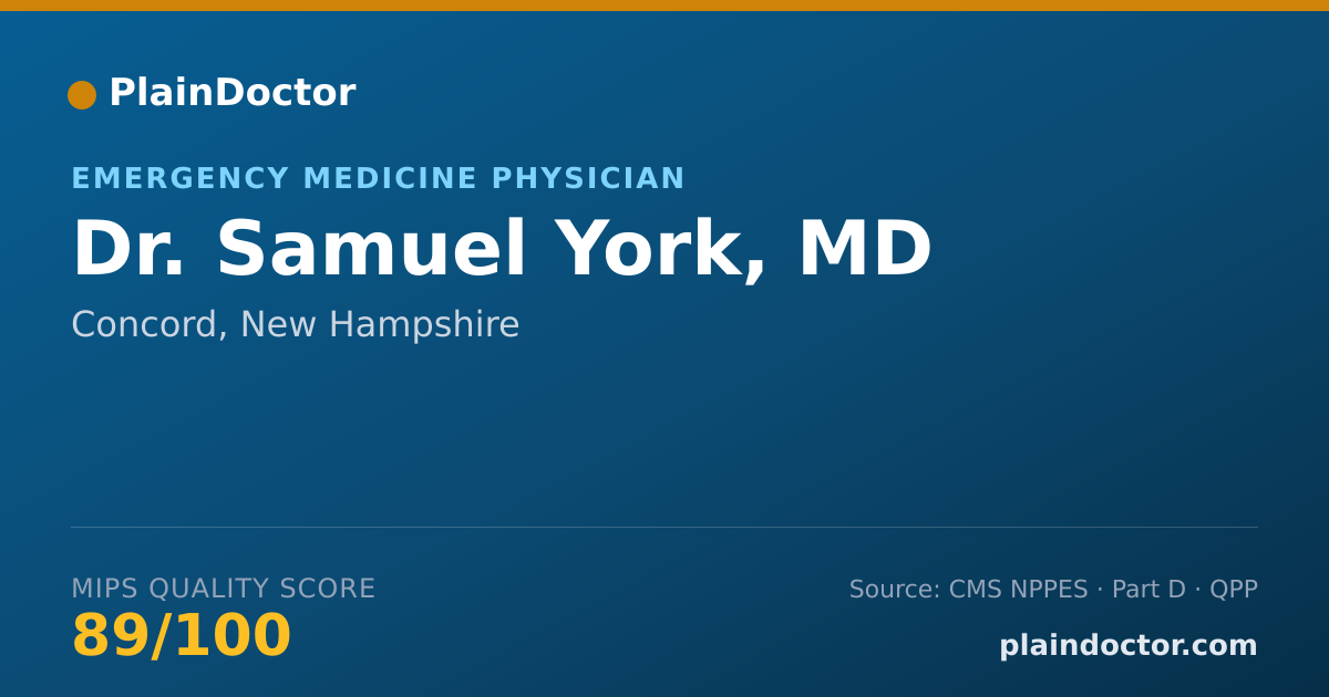 Shareable card for Samuel York, MD - Emergency Medicine Physician, Concord, NH