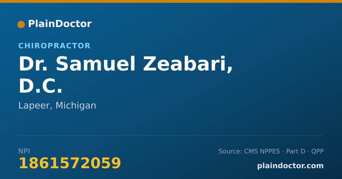 Shareable card for Samuel Zeabari, D.C. - Chiropractor, Lapeer, MI