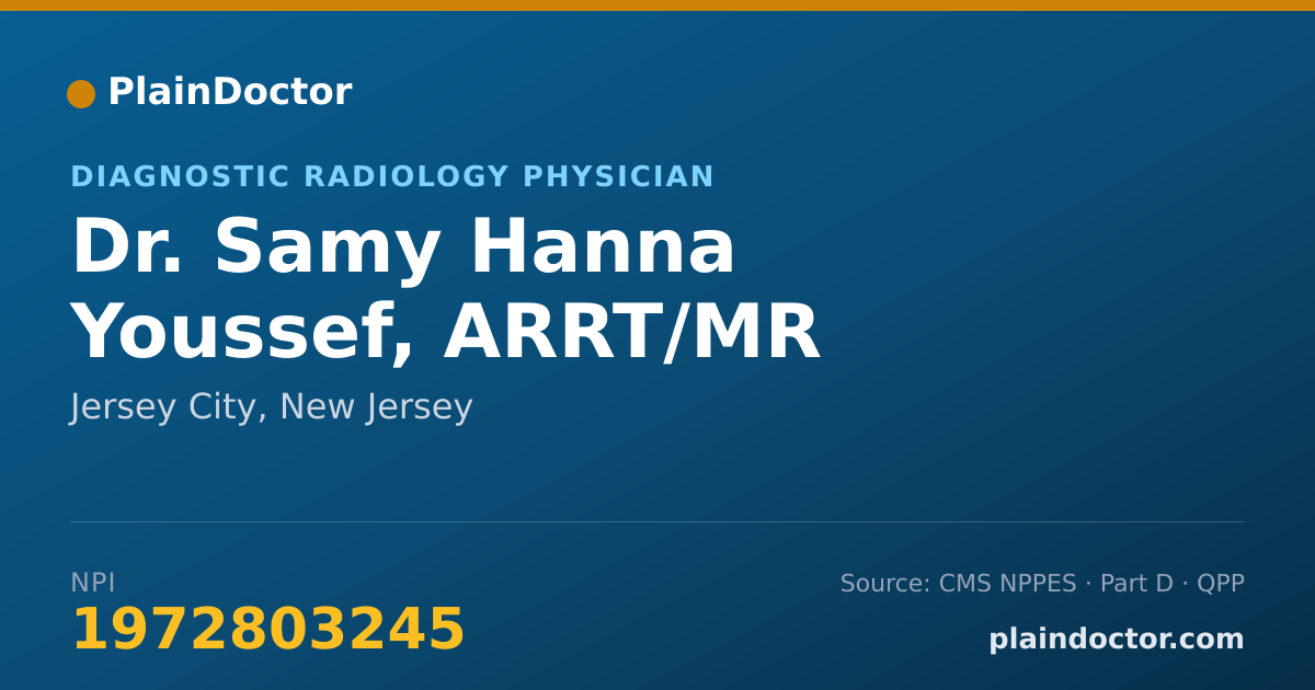 Shareable card for Samy Hanna Youssef, ARRT/MR - Diagnostic Radiology Physician, Jersey City, NJ