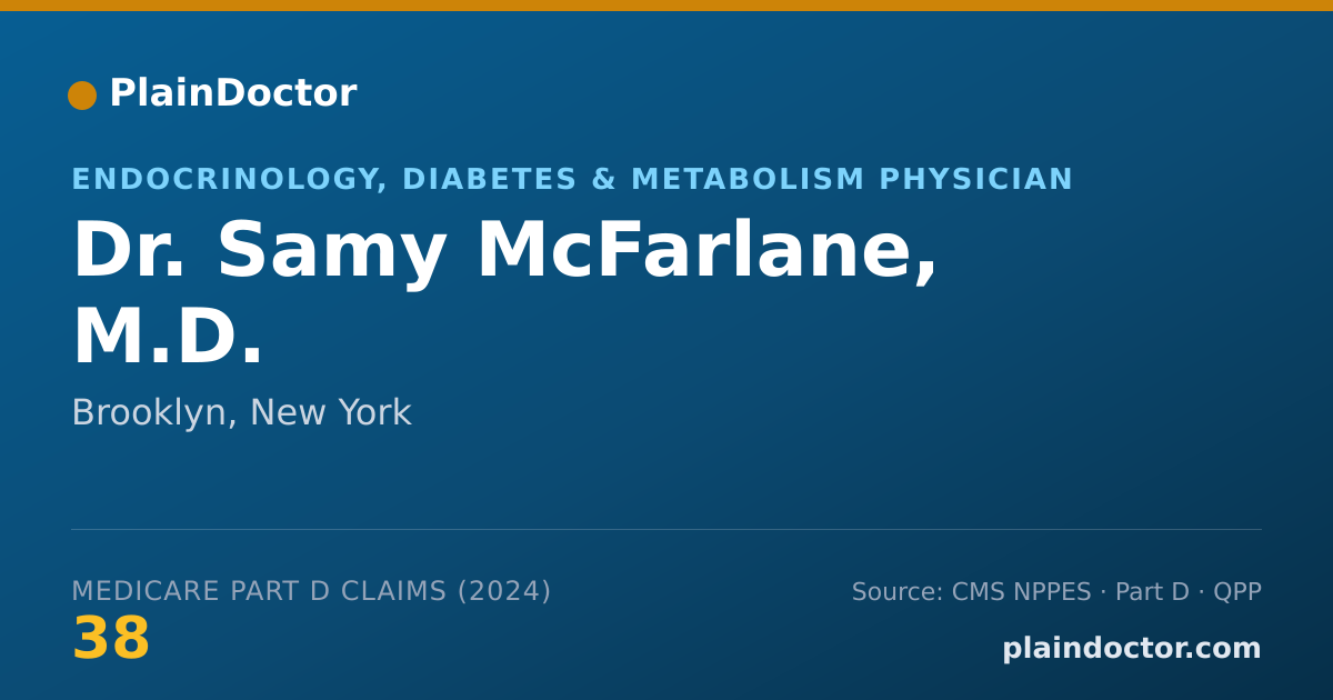 Shareable card for Samy McFarlane, M.D. - Endocrinology, Diabetes & Metabolism Physician, Brooklyn, NY