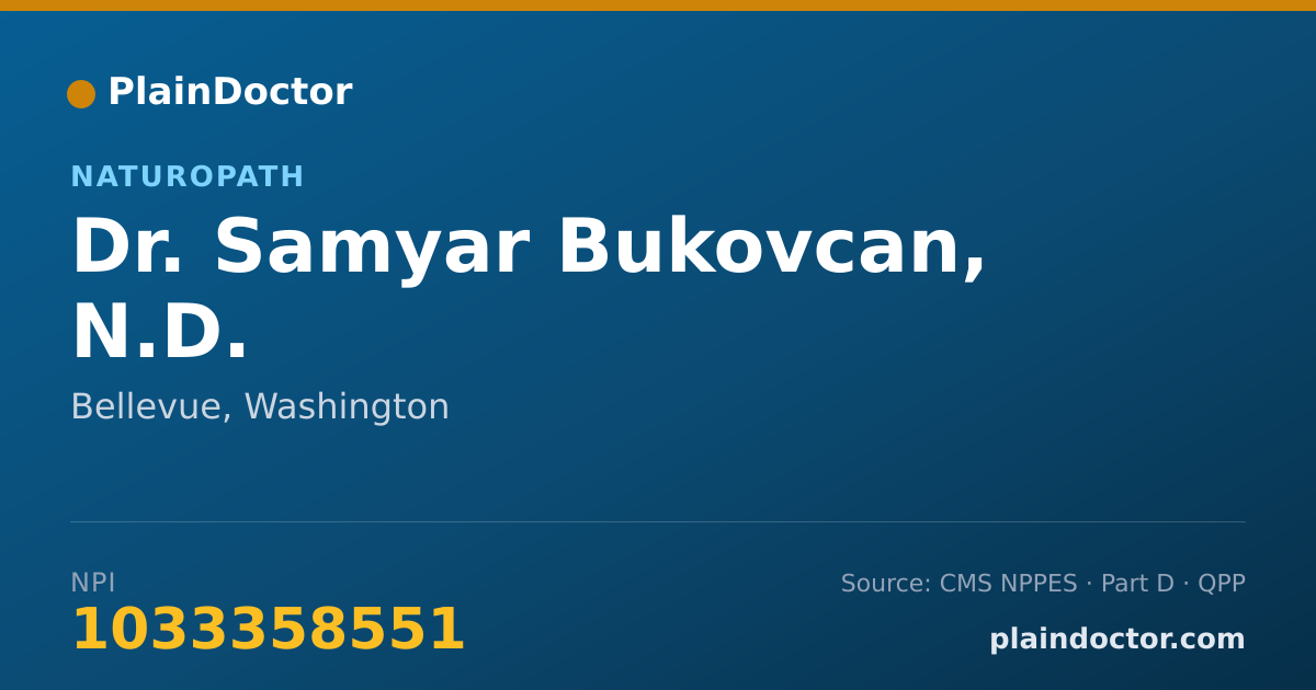 Shareable card for Samyar Bukovcan, N.D. - Naturopath, Bellevue, WA