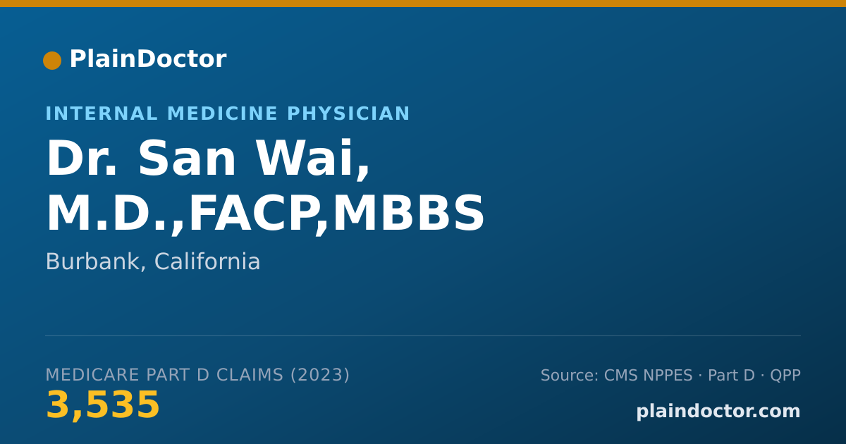 Shareable card for San Wai, M.D.,FACP,MBBS - Internal Medicine Physician, Burbank, CA