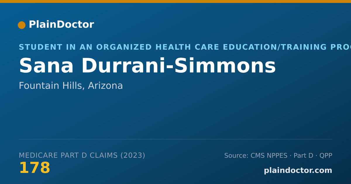 Shareable card for Sana Durrani-Simmons - Student in an Organized Health Care Education/Training Program, Fountain Hills, AZ