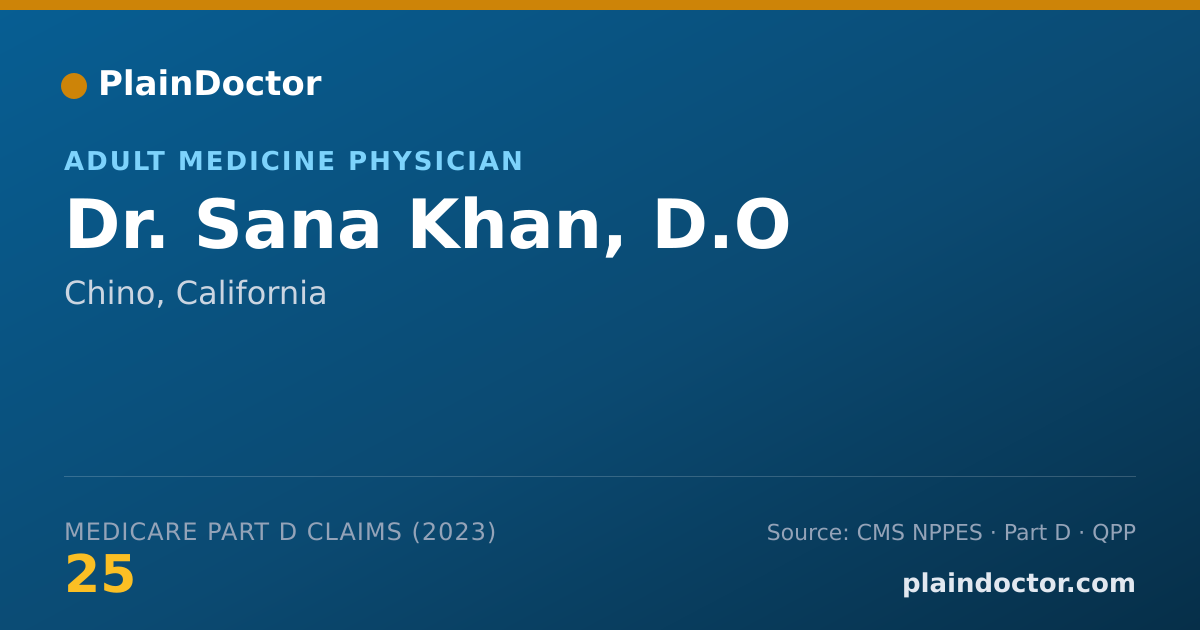 Shareable card for Sana Khan, D.O - Adult Medicine Physician, Chino, CA