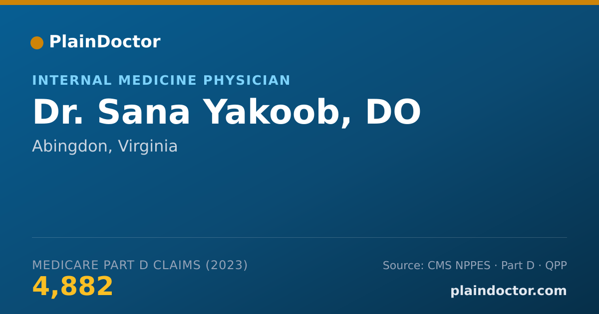 Shareable card for Sana Yakoob, DO - Internal Medicine Physician, Abingdon, VA