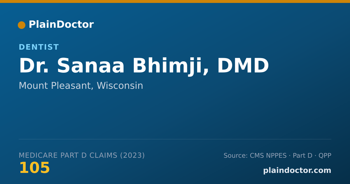 Shareable card for Sanaa Bhimji, DMD - Dentist, Mount Pleasant, WI