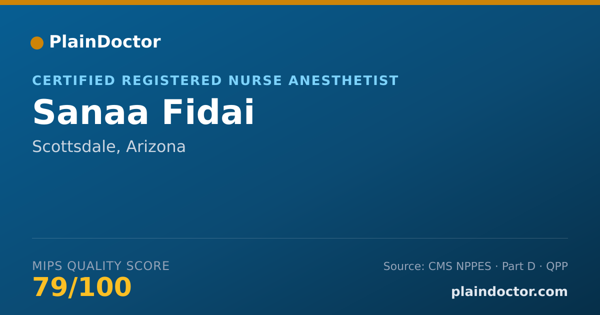 Shareable card for Sanaa Fidai - Certified Registered Nurse Anesthetist, Scottsdale, AZ