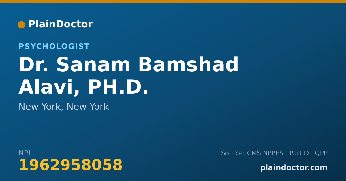 Shareable card for Sanam Bamshad Alavi, PH.D. - Psychologist, New York, NY