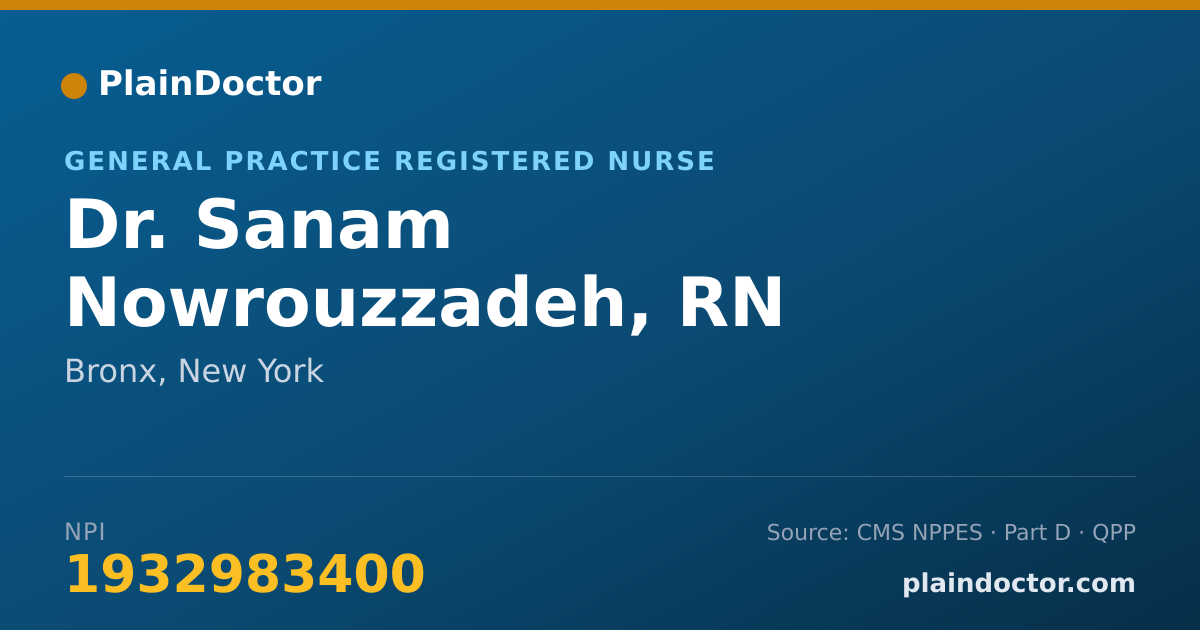 Shareable card for Sanam Nowrouzzadeh, RN - General Practice Registered Nurse, Bronx, NY