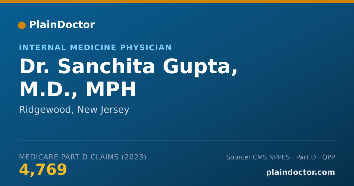 Shareable card for Sanchita Gupta, M.D., MPH - Internal Medicine Physician, Ridgewood, NJ