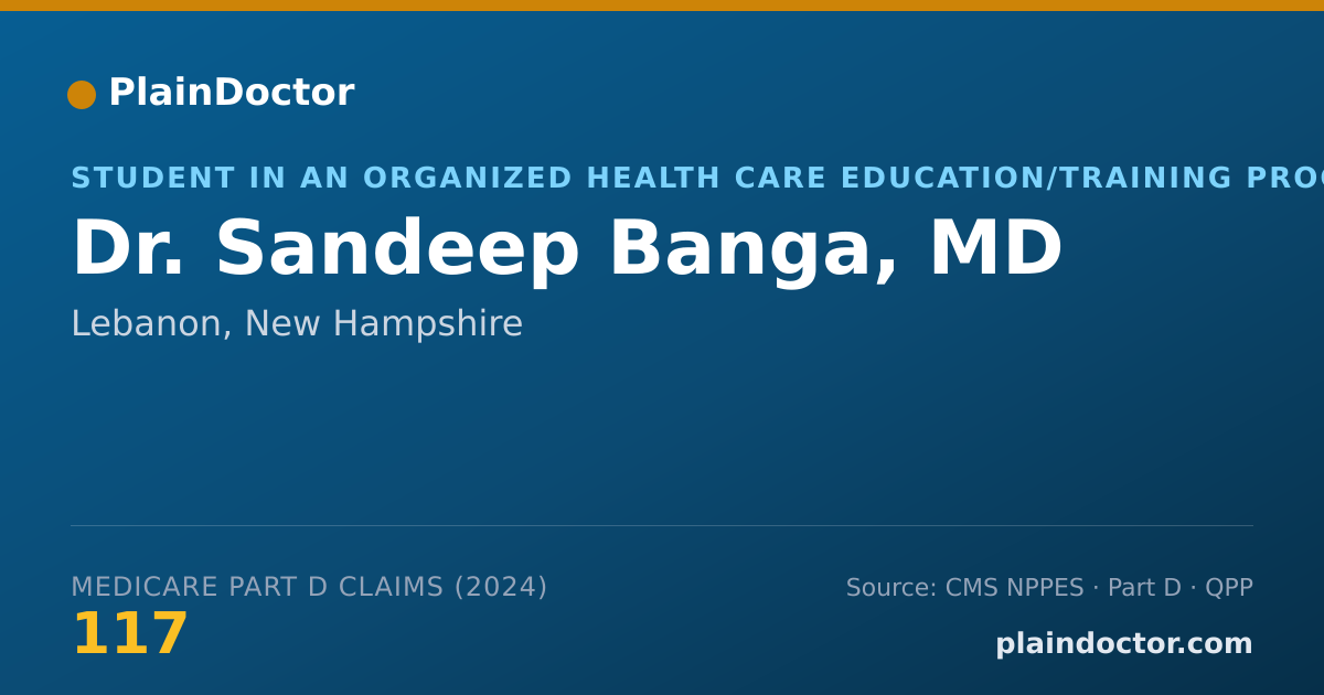 Shareable card for Sandeep Banga, MD - Student in an Organized Health Care Education/Training Program, Lebanon, NH