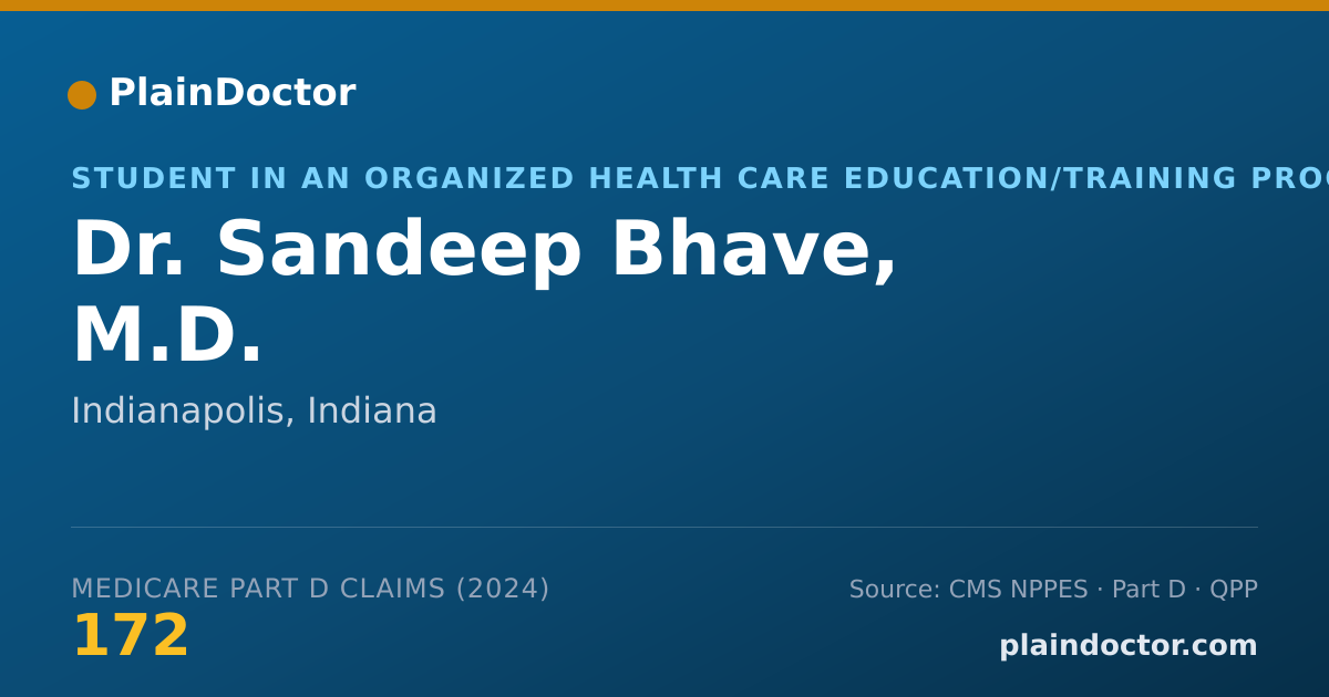 Shareable card for Sandeep Bhave, M.D. - Student in an Organized Health Care Education/Training Program, Indianapolis, IN