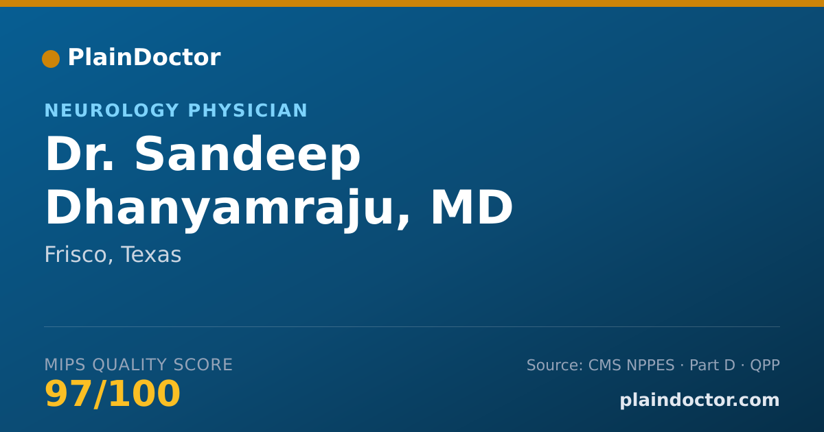 Shareable card for Sandeep Dhanyamraju, MD - Neurology Physician, Frisco, TX