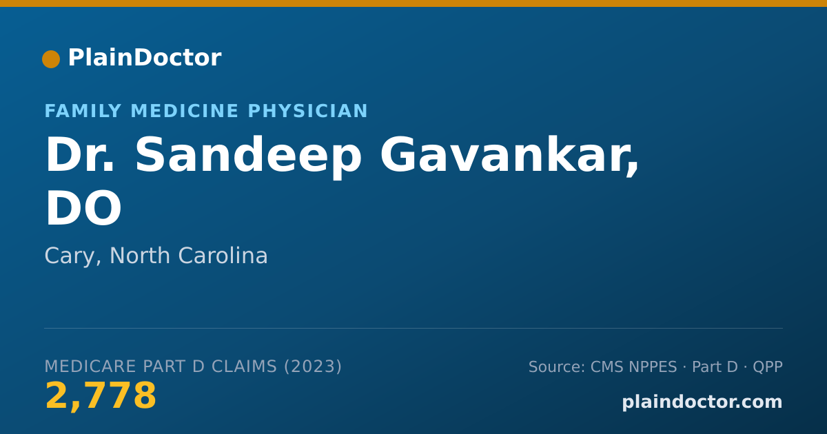 Shareable card for Sandeep Gavankar, DO - Family Medicine Physician, Cary, NC
