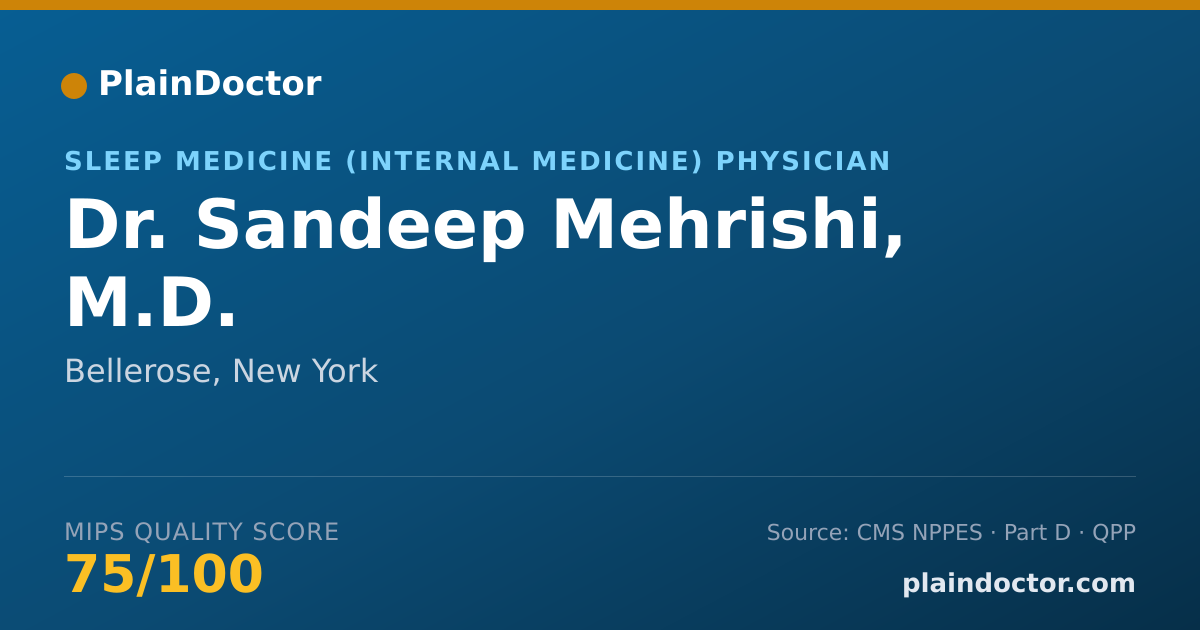 Shareable card for Sandeep Mehrishi, M.D. - Sleep Medicine (Internal Medicine) Physician, Bellerose, NY