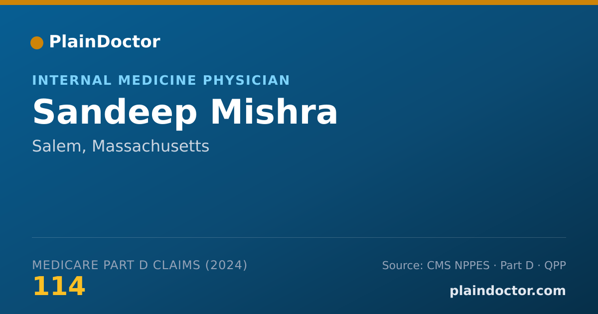 Shareable card for Sandeep Mishra - Internal Medicine Physician, Salem, MA