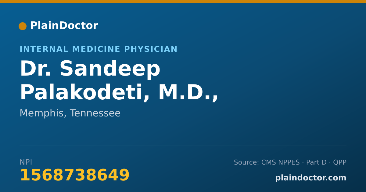 Shareable card for Sandeep Palakodeti, M.D., M.P.H. - Internal Medicine Physician, Memphis, TN