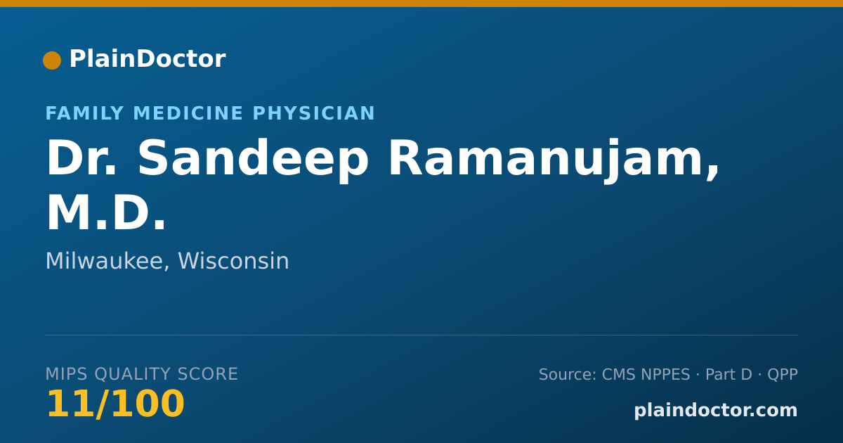 Shareable card for Sandeep Ramanujam, M.D. - Family Medicine Physician, Milwaukee, WI