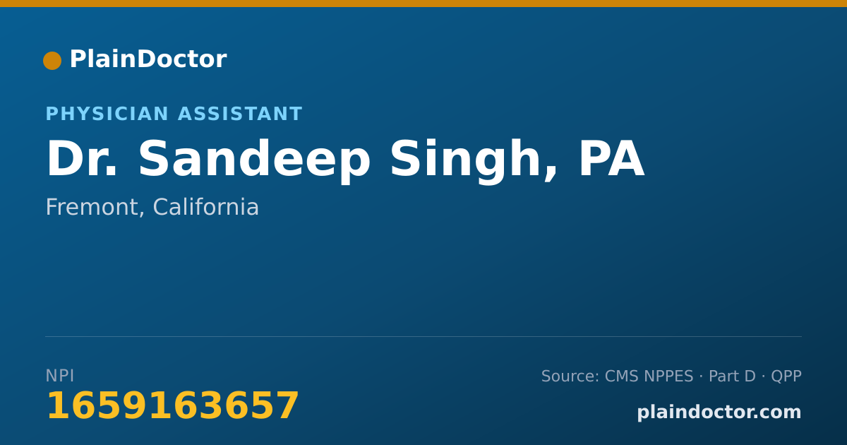 Shareable card for Sandeep Singh, PA - Physician Assistant, Fremont, CA