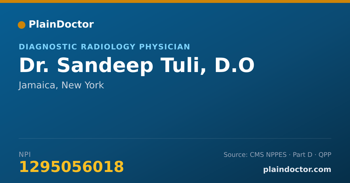 Shareable card for Sandeep Tuli, D.O - Nuclear Medicine Physician, Jamaica, NY