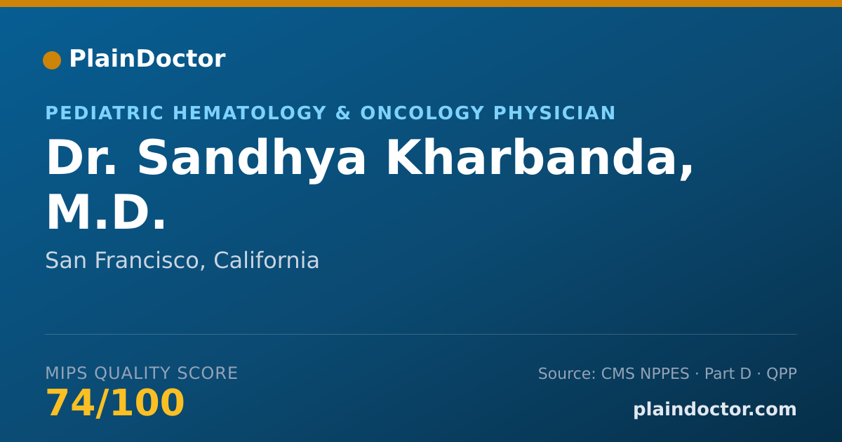 Shareable card for Sandhya Kharbanda, M.D. - Pediatric Hematology & Oncology Physician, San Francisco, CA