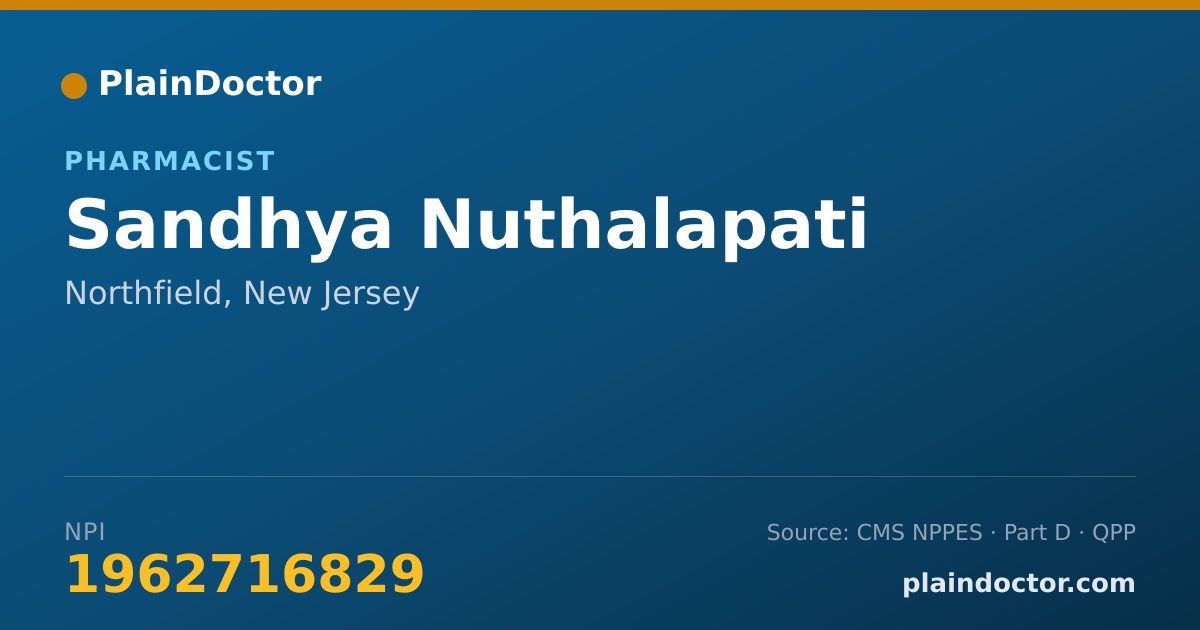 Shareable card for Sandhya Nuthalapati - Pharmacist, Northfield, NJ