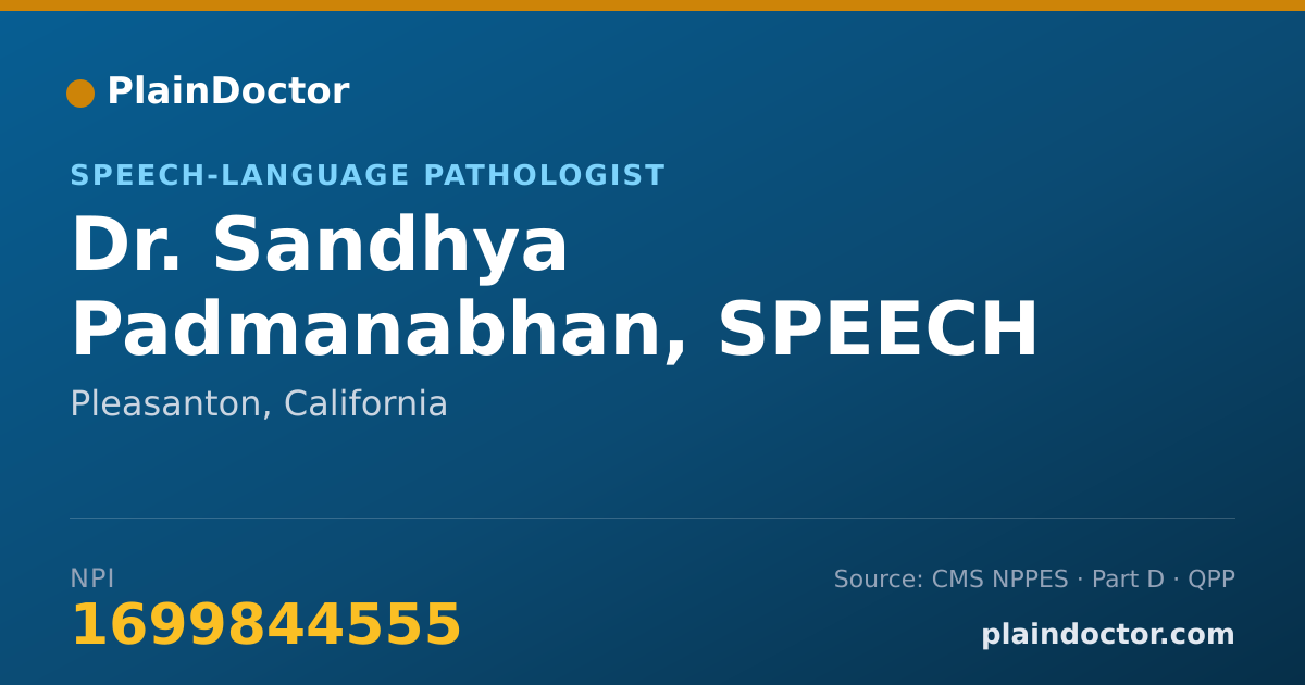 Shareable card for Sandhya Padmanabhan, SPEECH LANGUAGE PATH - Speech-Language Pathologist, Pleasanton, CA