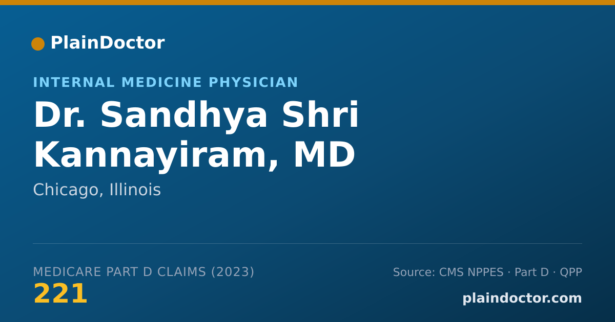 Shareable card for Sandhya Shri Kannayiram, MD - Internal Medicine Physician, Chicago, IL